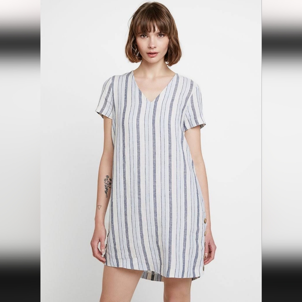 Madewell Linen Side Button Easy Dress Size Small